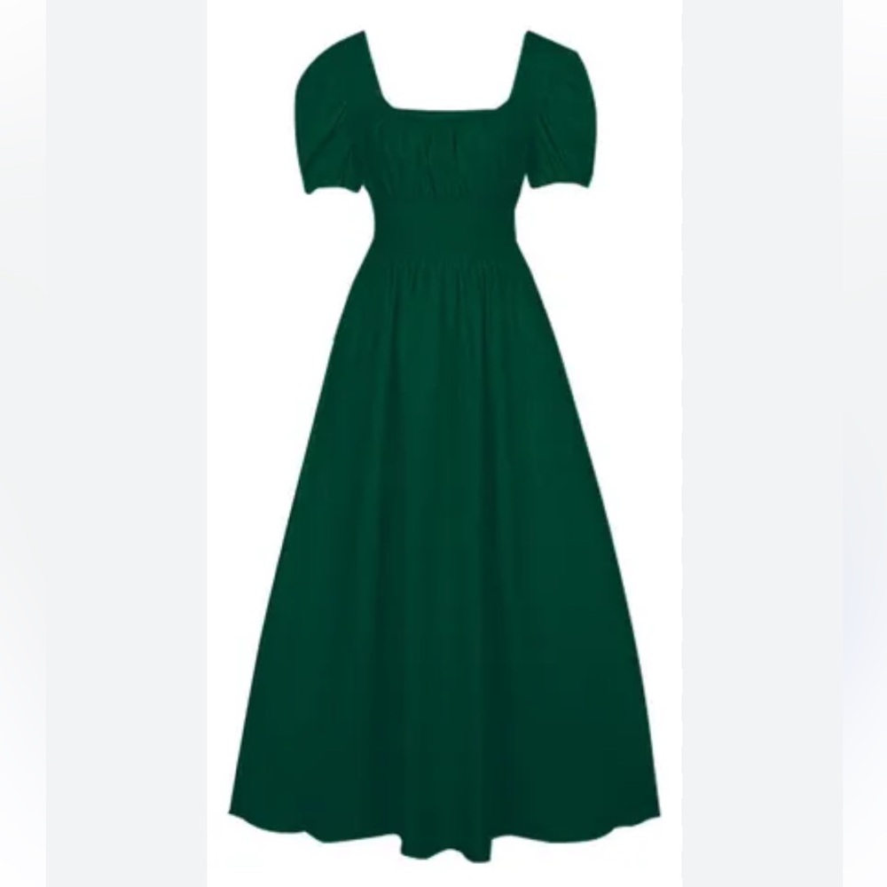 Green Square Neck Maxi Dress M Nwot - image 1